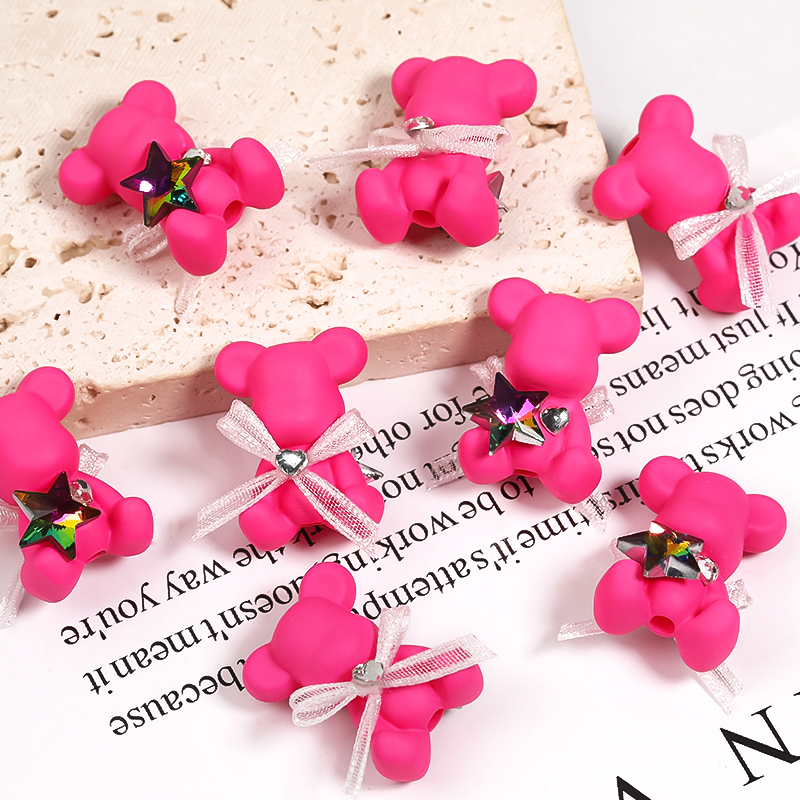 【B110】20pcs New Style Acrylic Teddy Bear Beads With Vertical Hole For Diy Jewelry-JPM