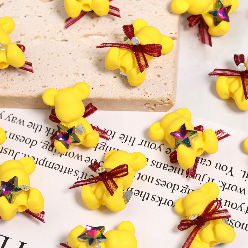 【B110】20pcs New Style Acrylic Teddy Bear Beads With Vertical Hole For Diy Jewelry-JPM