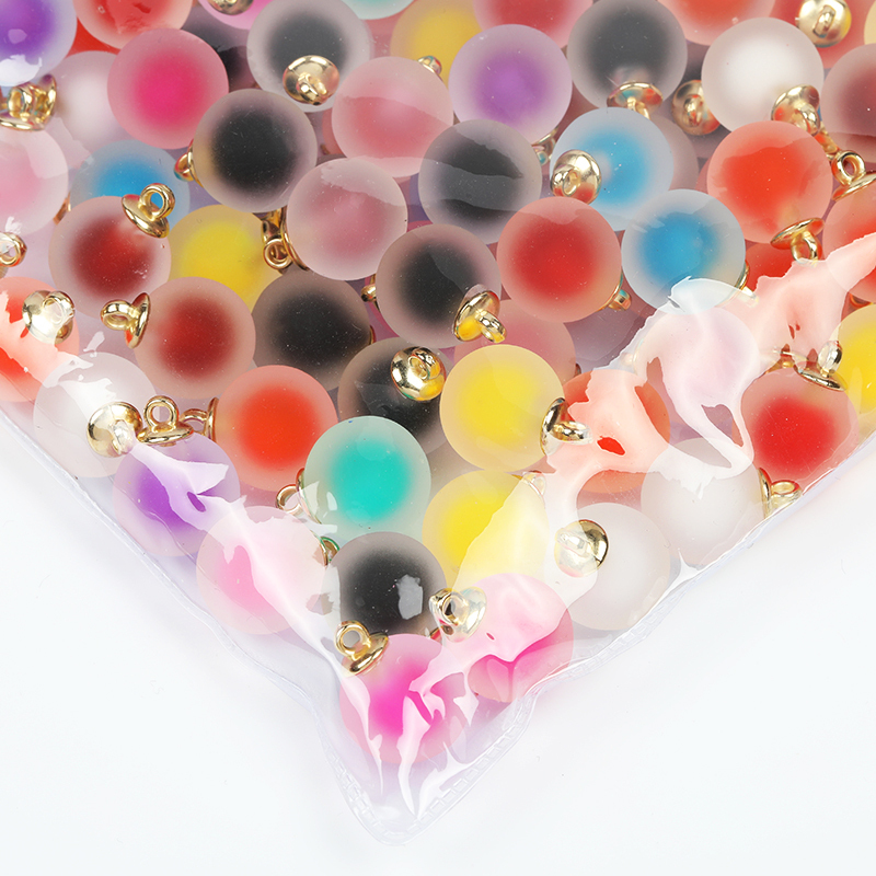 【B112】100 Pcs Colorful Frosted Ball Pendants Frosted  Multicolor Frosted Ball Charm for DIY-JPM
