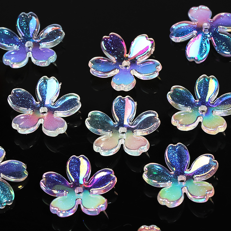 【B111】200pcs UV five-petal flower diy beads are  Acrylic Beads, AB Color Plated, Flower -JPM