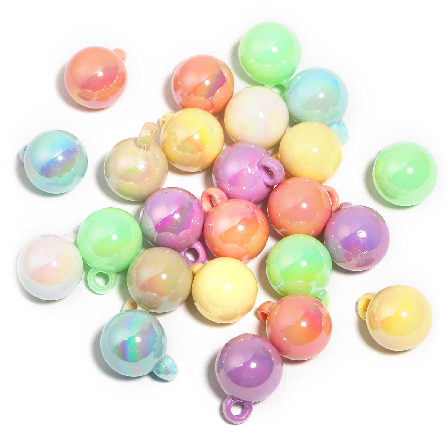 【B151】100pcs Luminous UV Plating Transparent Rainbow Iridescent Beads DIY-JPM