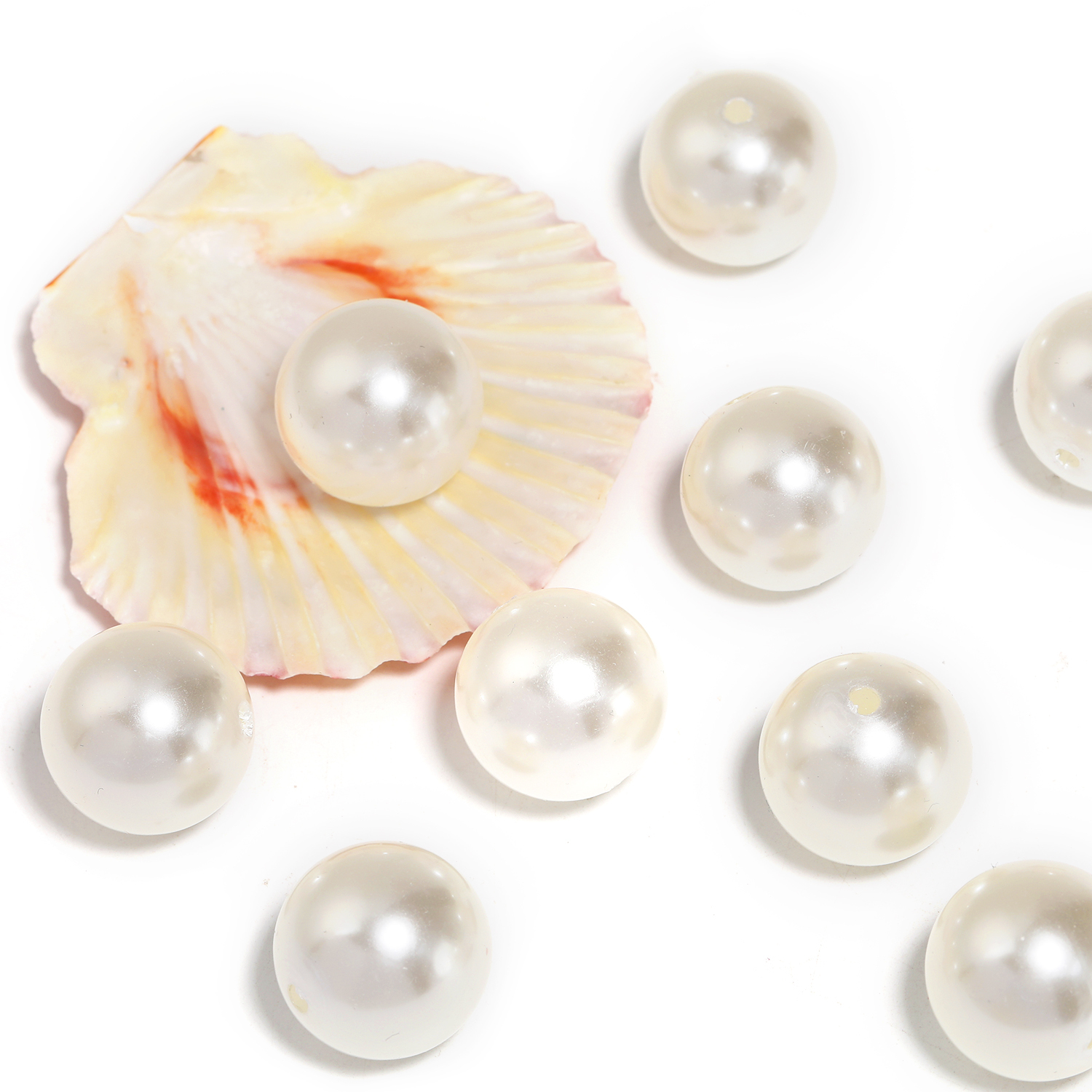 【B7】6mm-20mm holed ABS imitation pearl loose beads pearl DIY jewelry accessories-JPM