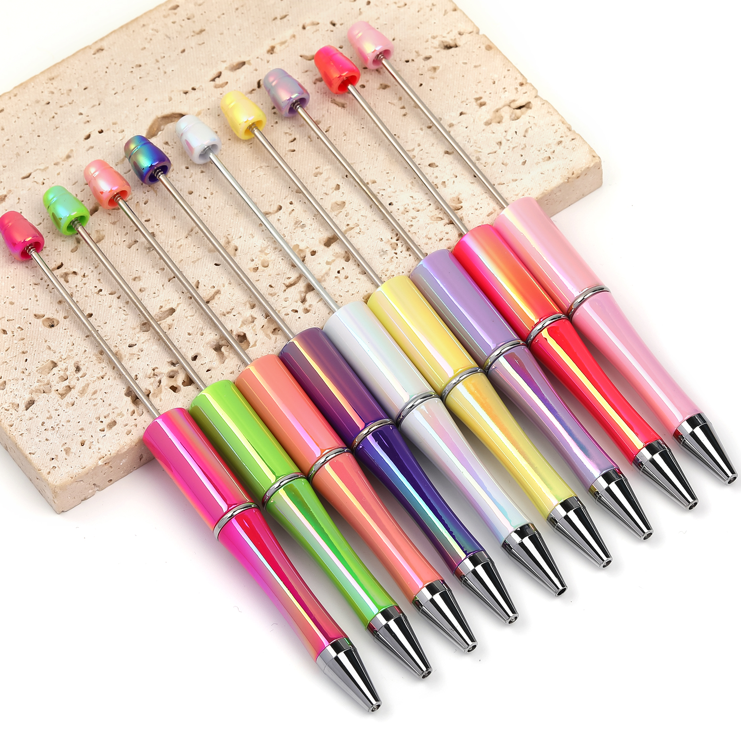 【P159】10pcs UV Print  Plastic Beadable Pen Bead Pens Ballpoint -JPM