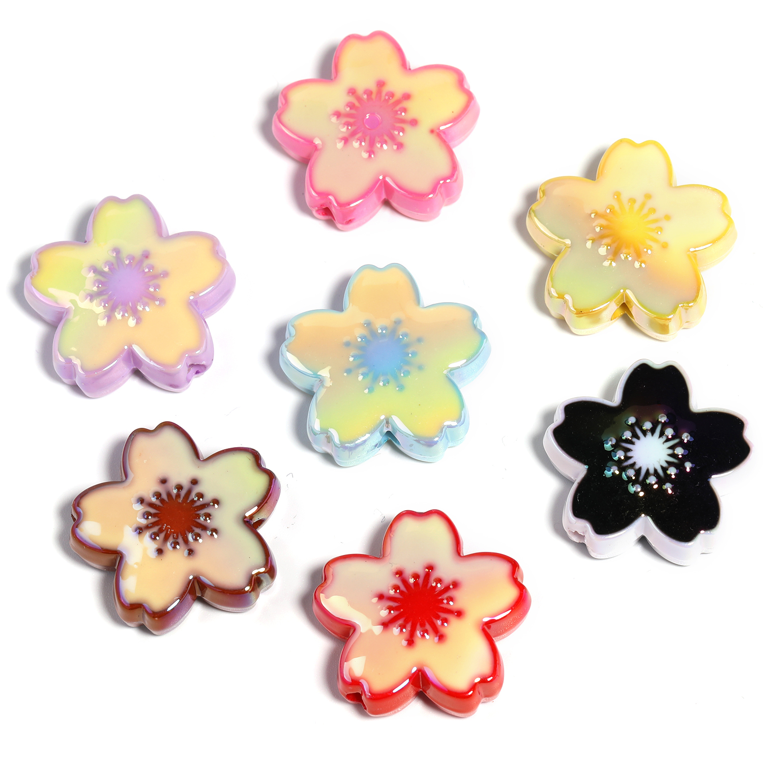 【B167】 Acrylic Enamel Cherry Blossom Flower Beads for Handmade DIY-JPM