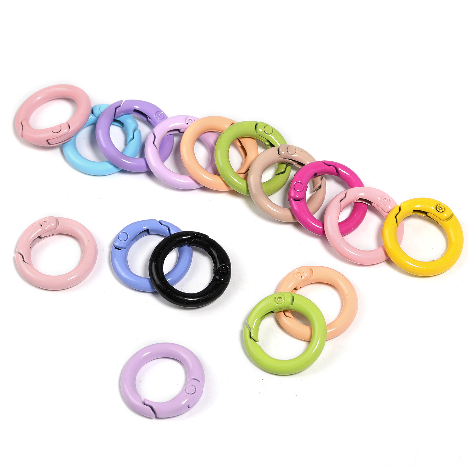 【A136】50pcs  Spray Painted Spring Gate Rings O Rings Round Clasp for Keychain-JPM