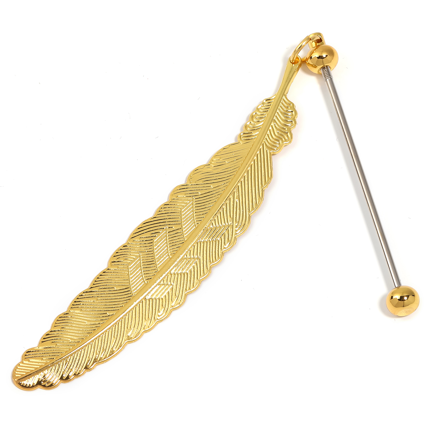 【P166】5pcs  Beadable Bar Feather Bookmark DIY Beaded Bookmark-JPM