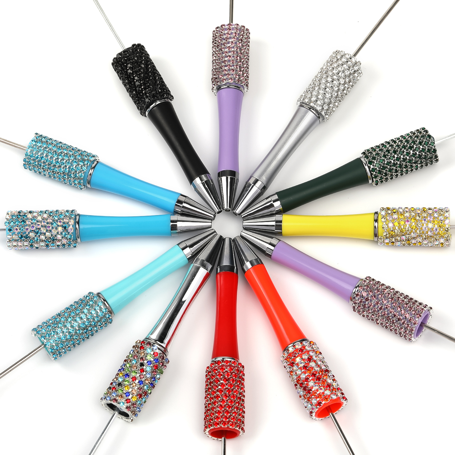 【P160】5pcs Beadable Pens in Solid Colors with Rhinestones and Flatback Pearls-JPM