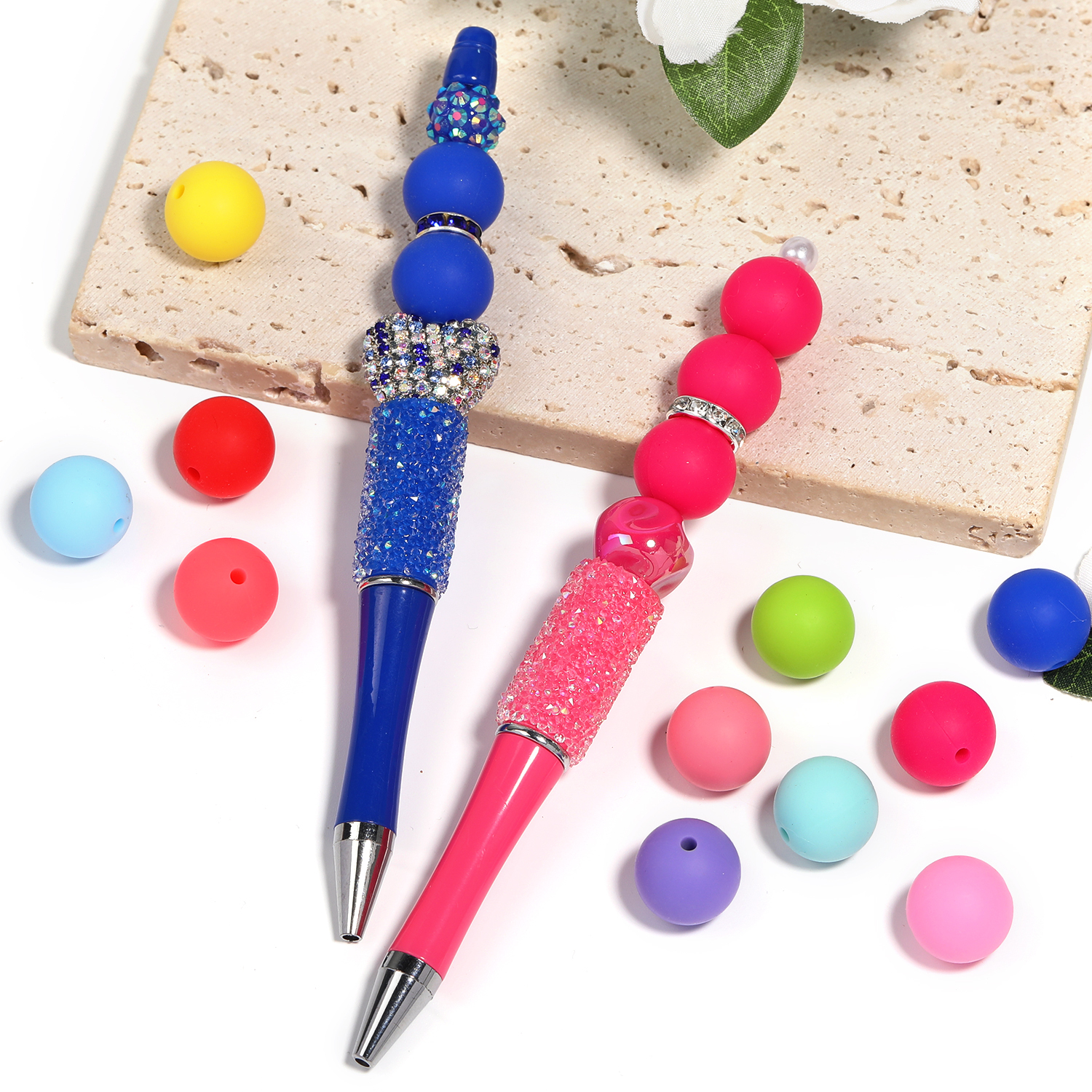 【B170】50pcs  Eco-Friendly Silicone Beads, Round, Mixed Color-JPM