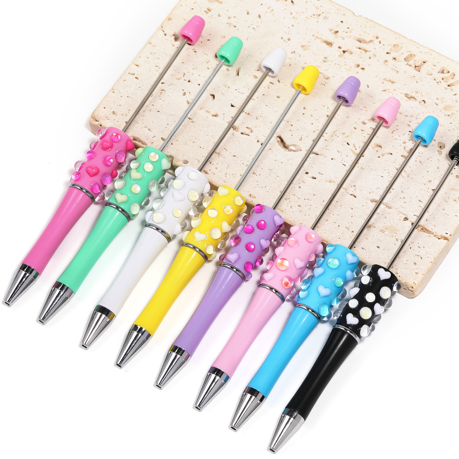【P173】5pcs  Beadable Pens, Beadable Pens heart crystal-JPM