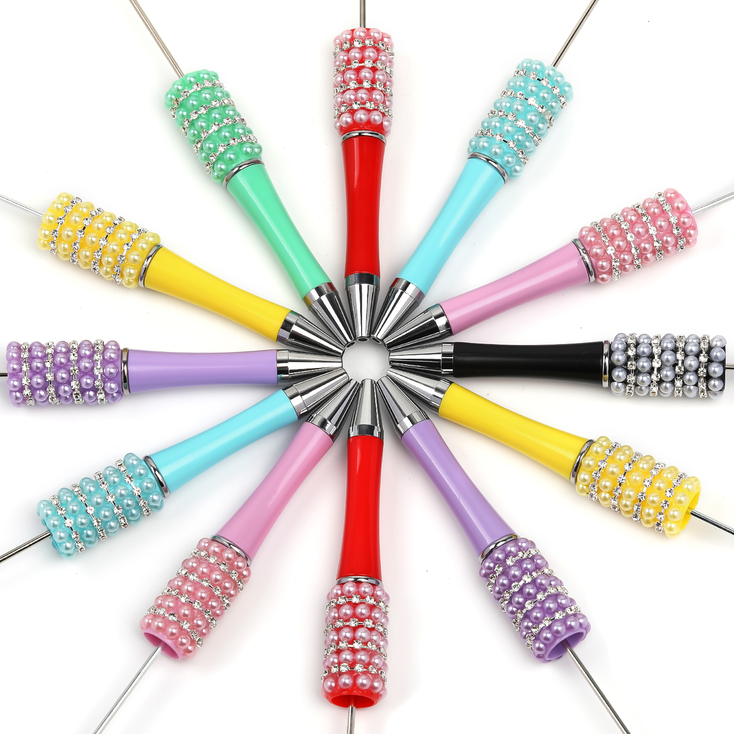 【P174】5pcs  Bead Ballpoint Pen pearl Beadable Pen -JPM