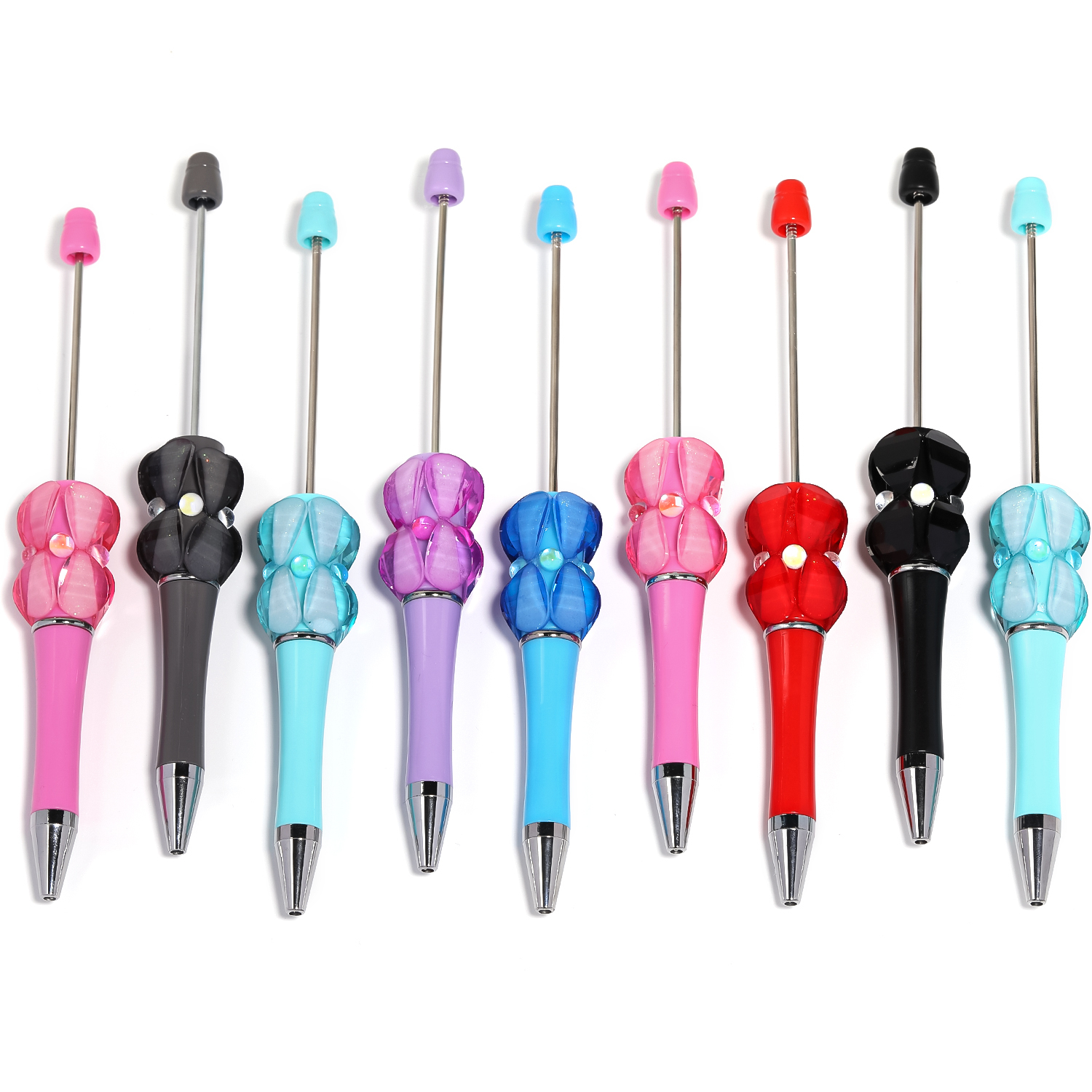 【P175】5pcs  Bead Ballpoint Pen petal shape Beadable Pen -JPM