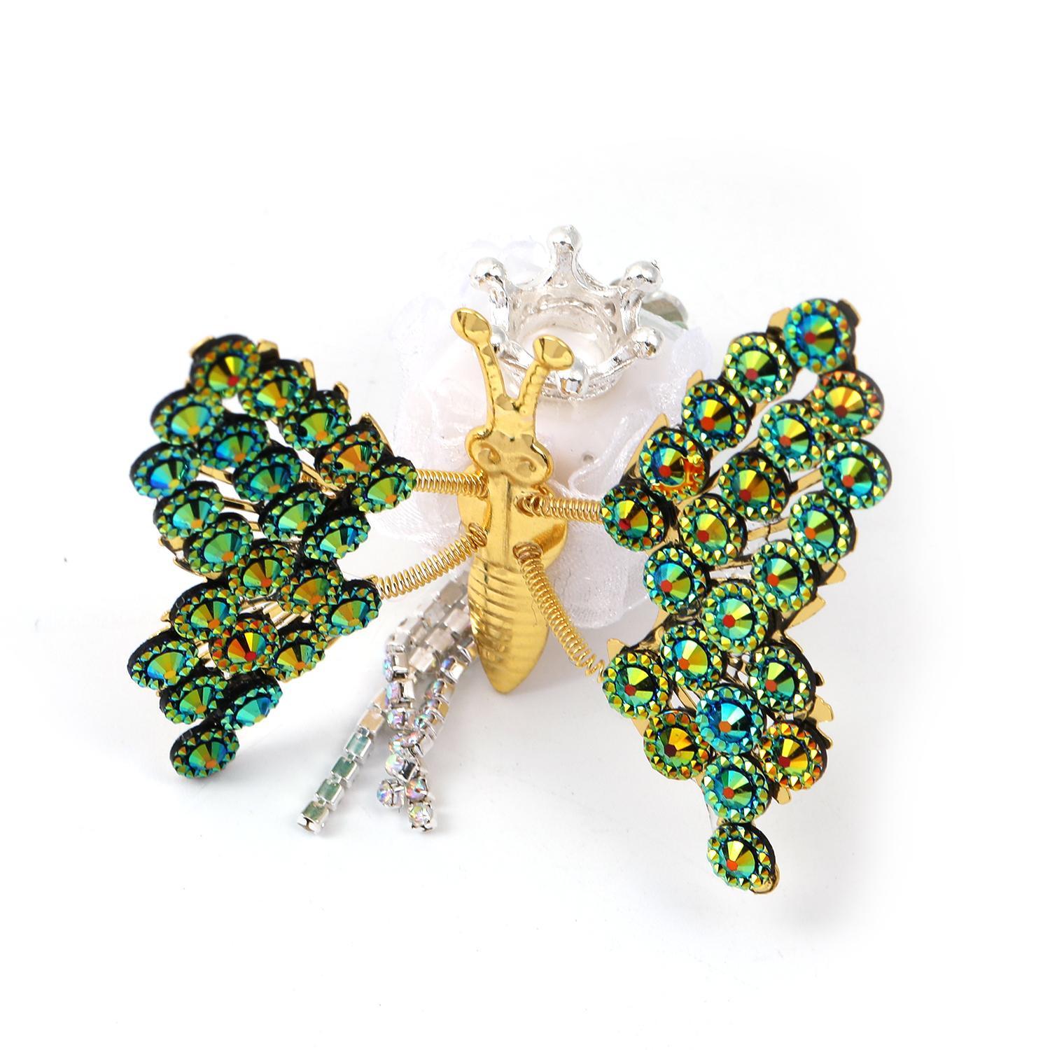 【B59】10pcs  Moving rhinestone butterfly diy pen jewelry-JPM