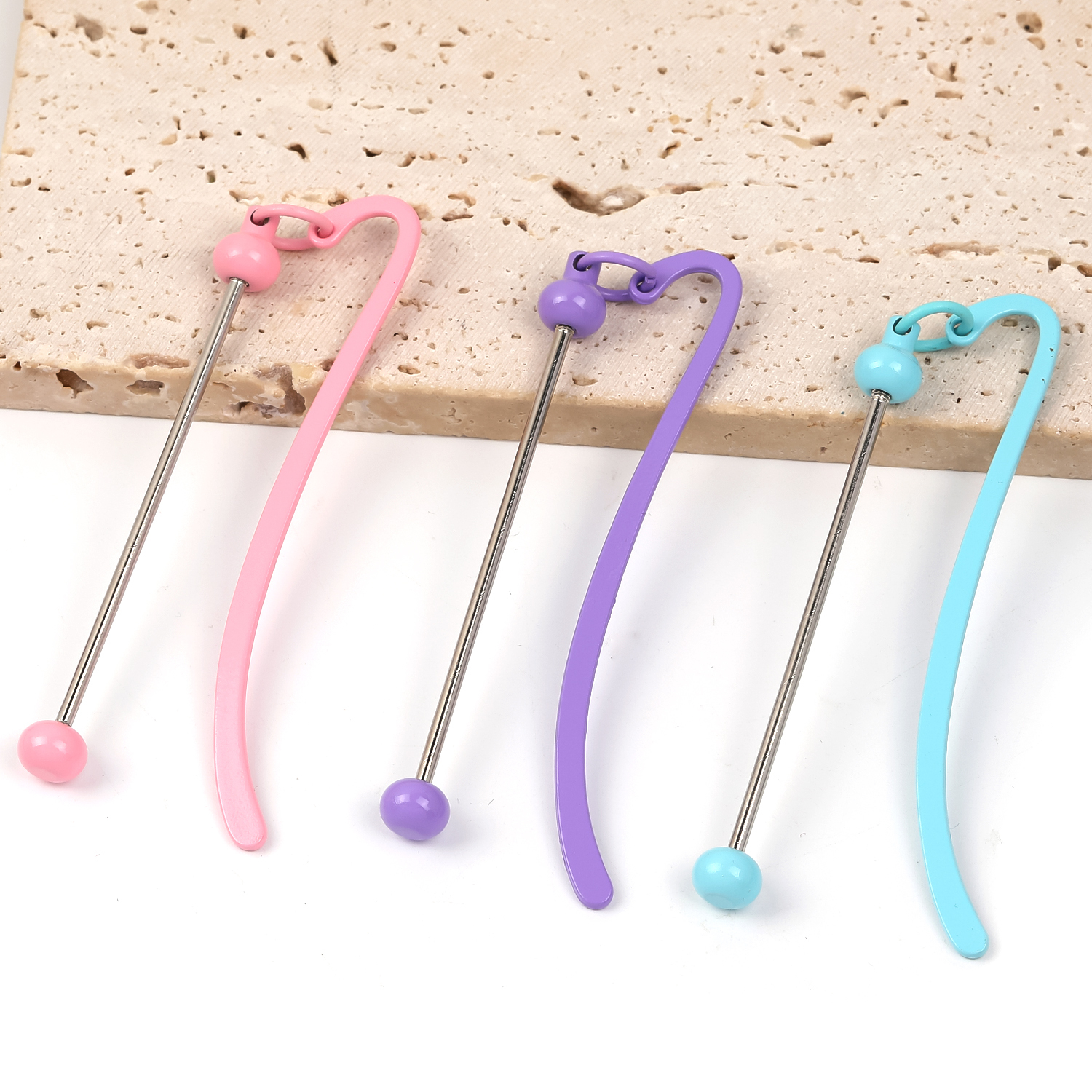 【P99】5pcs  New diy metal beaded bookmarks for children and students -JPM