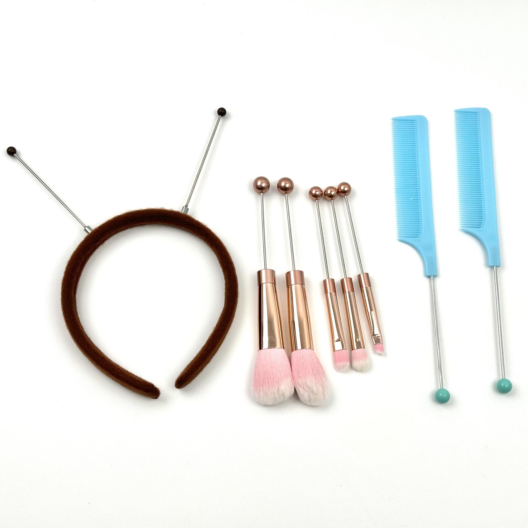 【M4】5 DIY beaded metal handle makeup brushes, contour brush, concealer brush, eye shadow brush