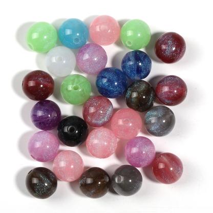 【B105】50pcs DIY resin starry sky gilt round beads loose beads handmade-JPM