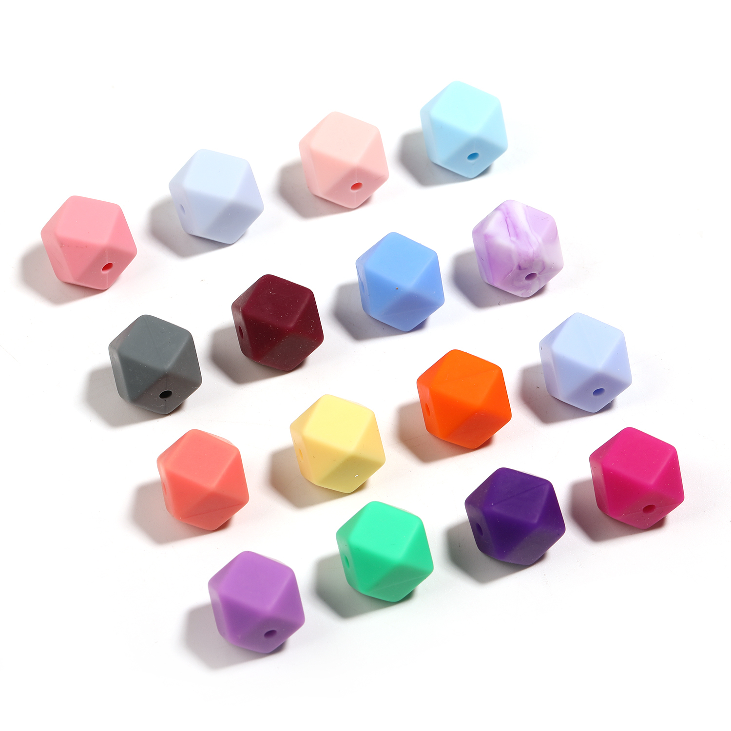 【B128】Silicone Beads Conversation Heart Beads Colorful Plaid  Round Beads Farmhousefor DIY Crafts -JPM