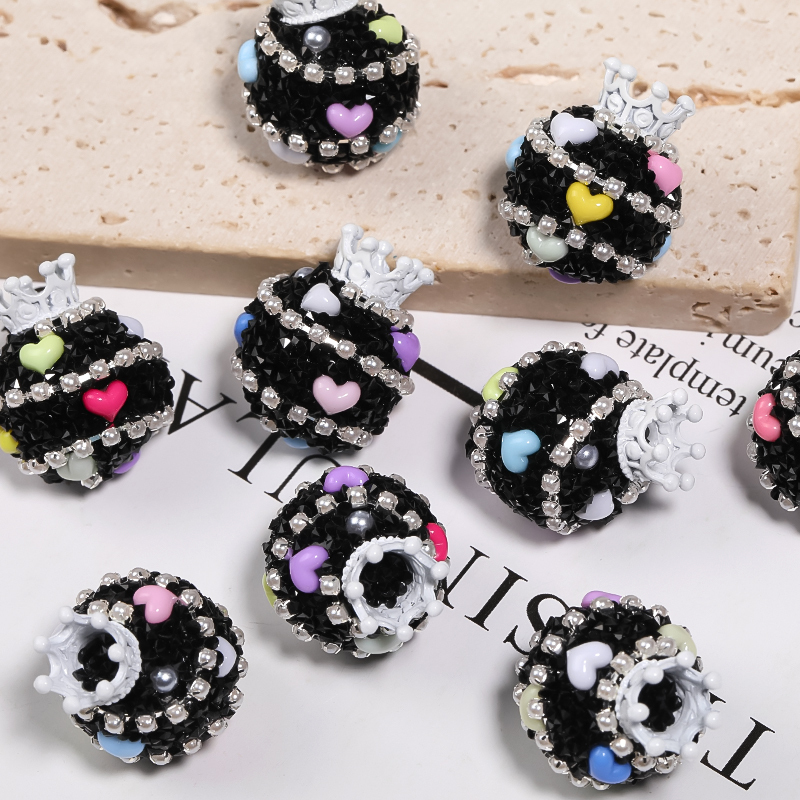 【B117】10pcs  Crown Acrylic Sugar Beaded Pens  sugar beads  Diy Rhinestone Beads with pearl -JPM