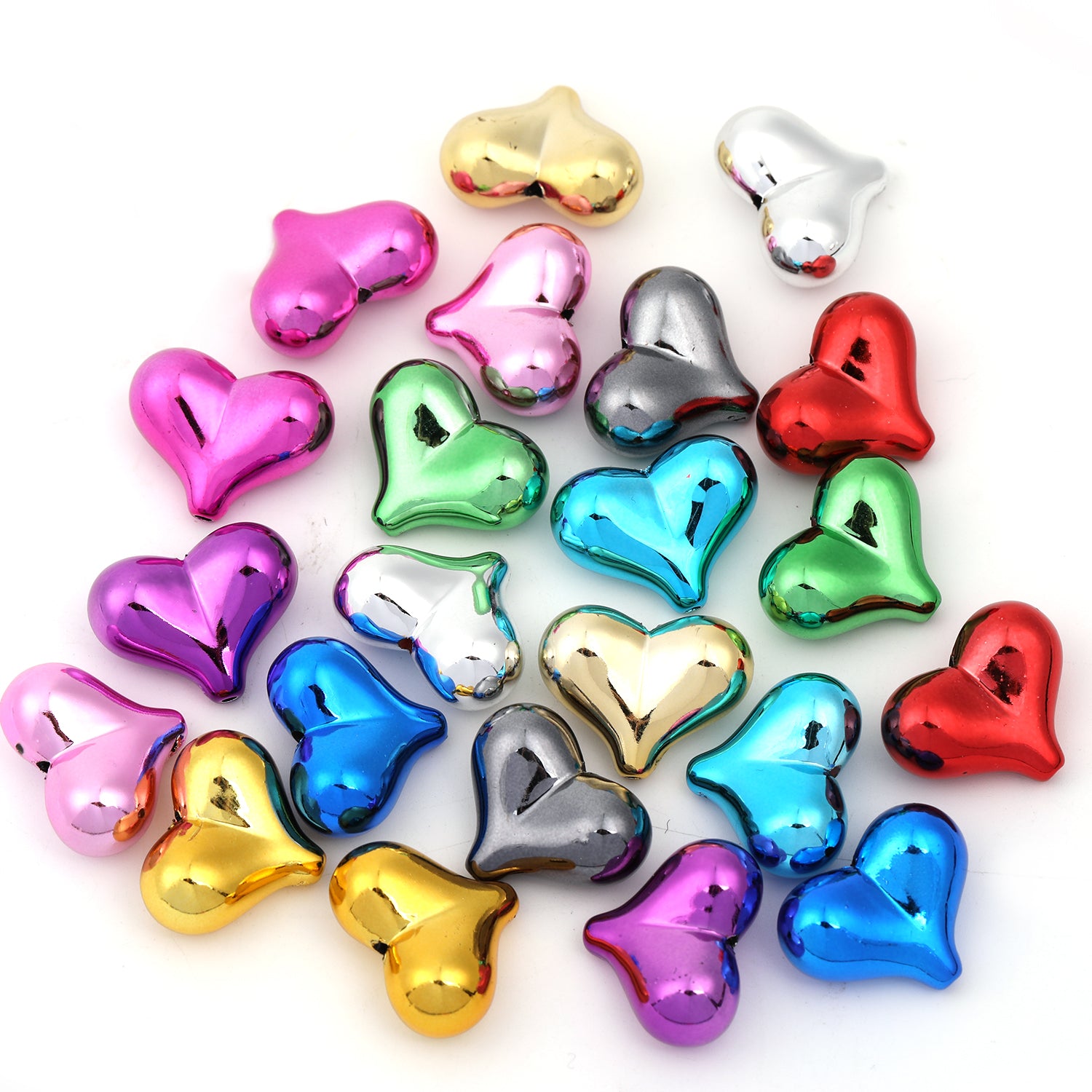 【B32】Love shape UV plated straight hole diy handmade mobile phone chain -JPM