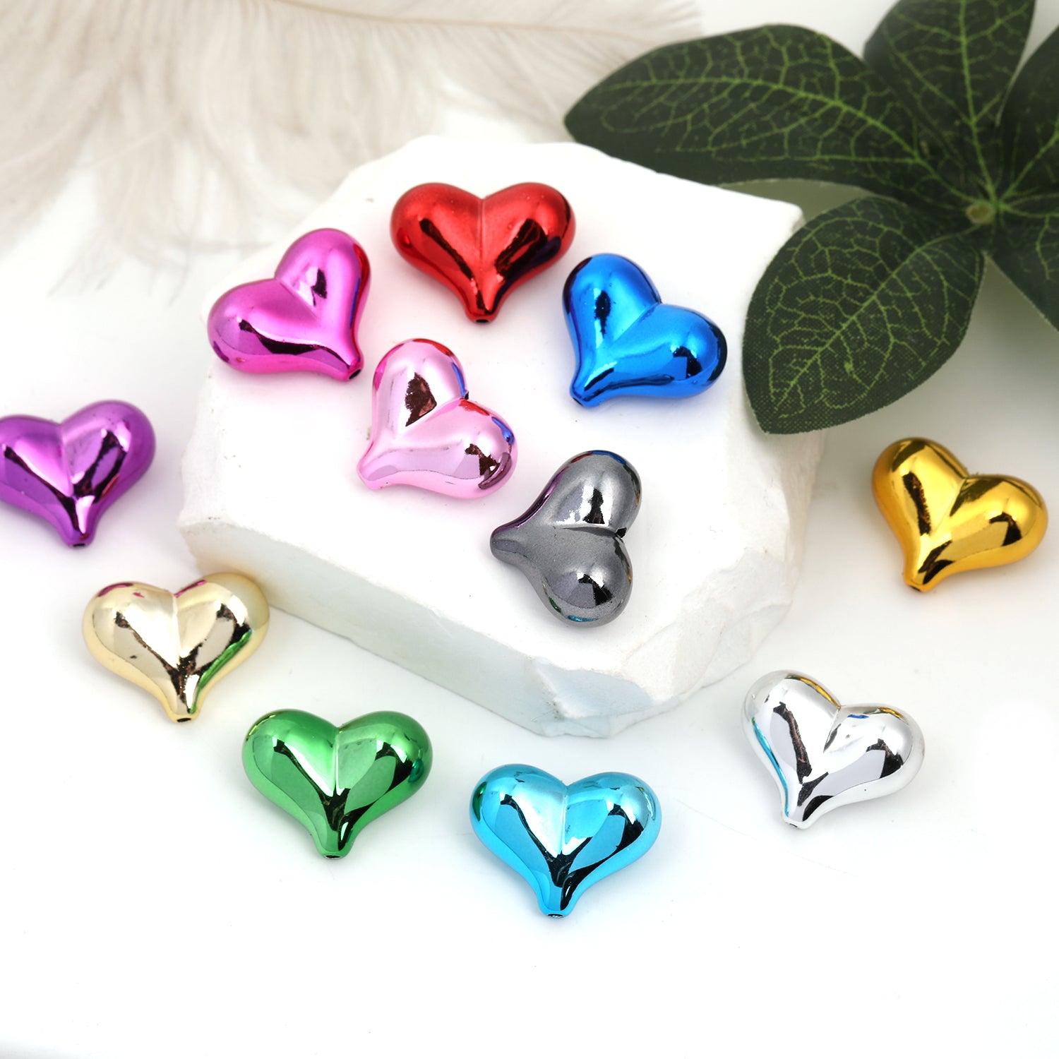 【B32】Love shape UV plated straight hole diy handmade mobile phone chain -JPM