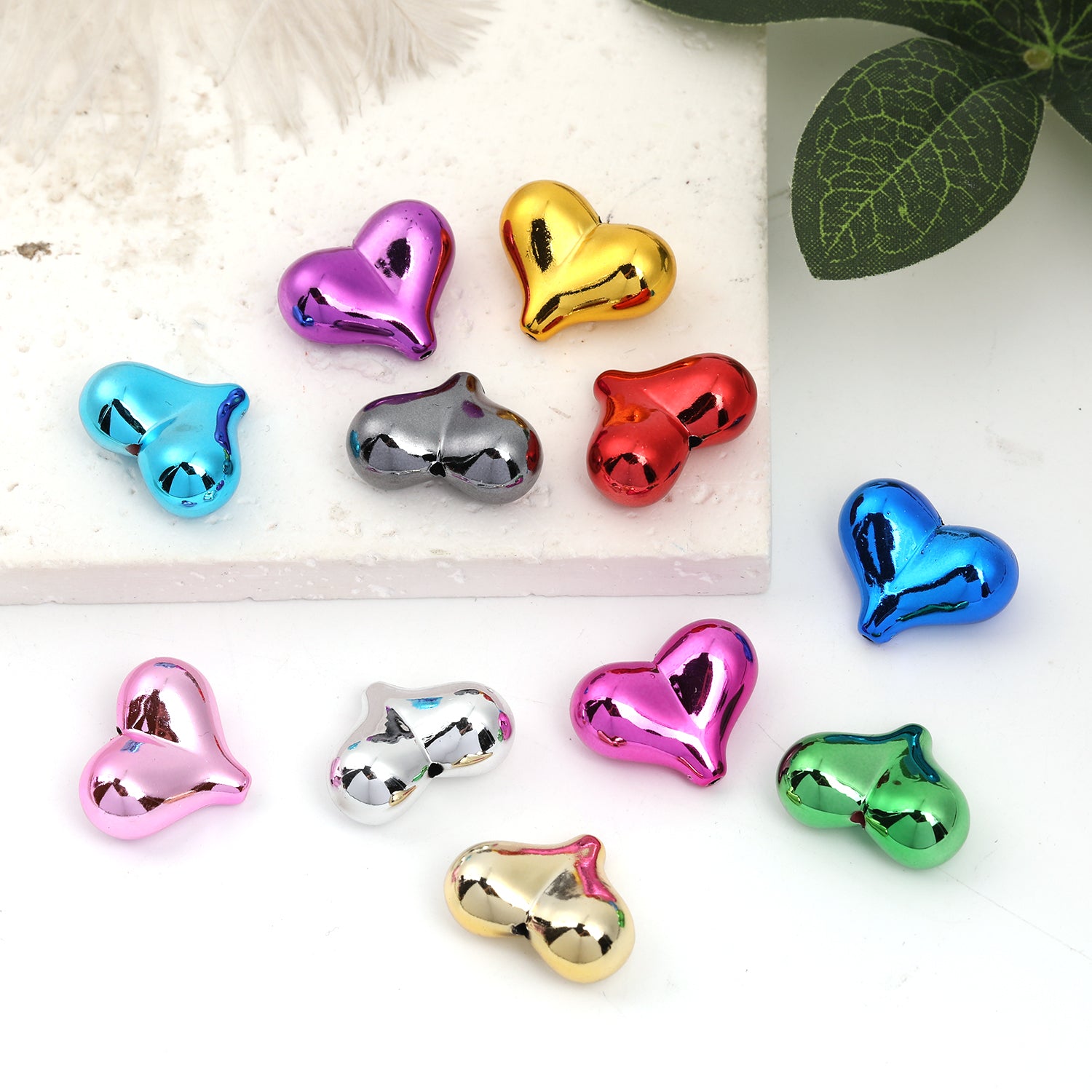 【B32】Love shape UV plated straight hole diy handmade mobile phone chain -JPM