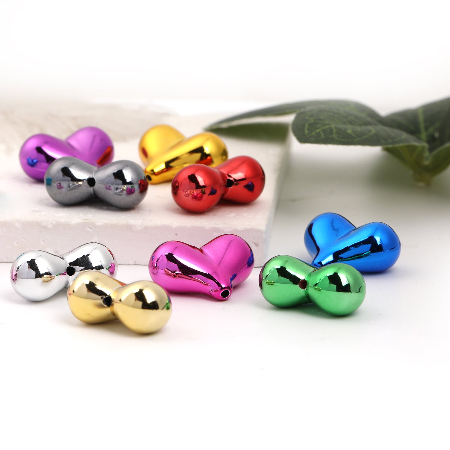 【B32】Love shape UV plated straight hole diy handmade mobile phone chain -JPM