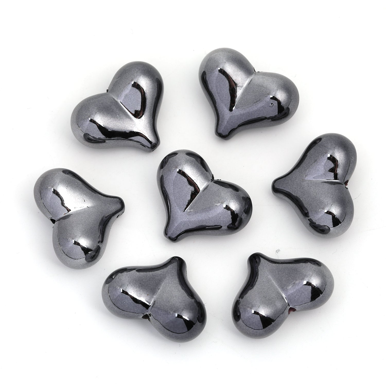 【B32】Love shape UV plated straight hole diy handmade mobile phone chain -JPM