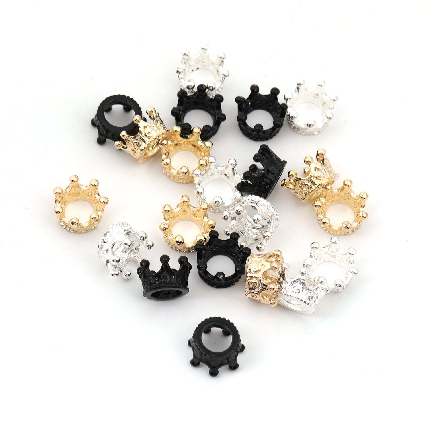 【B34】100pcs Retro alloy large hole crown bead separator flower hat accessories chain bag bead ring accessories-JPM