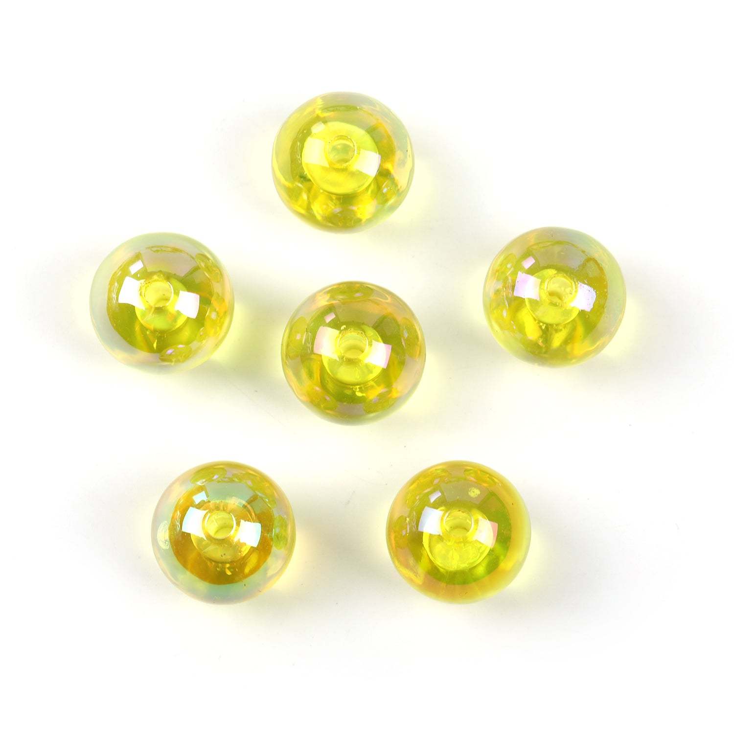 【B48】100pcs  Acrylic through hole round beads 16mm straight hole transparent UV electroplated beads diy jewelry material-JPM