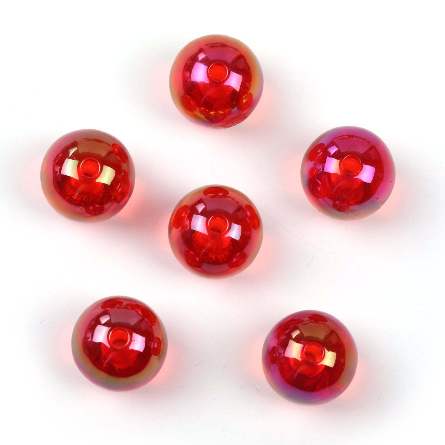 【B48】100pcs  Acrylic through hole round beads 16mm straight hole transparent UV electroplated beads diy jewelry material-JPM