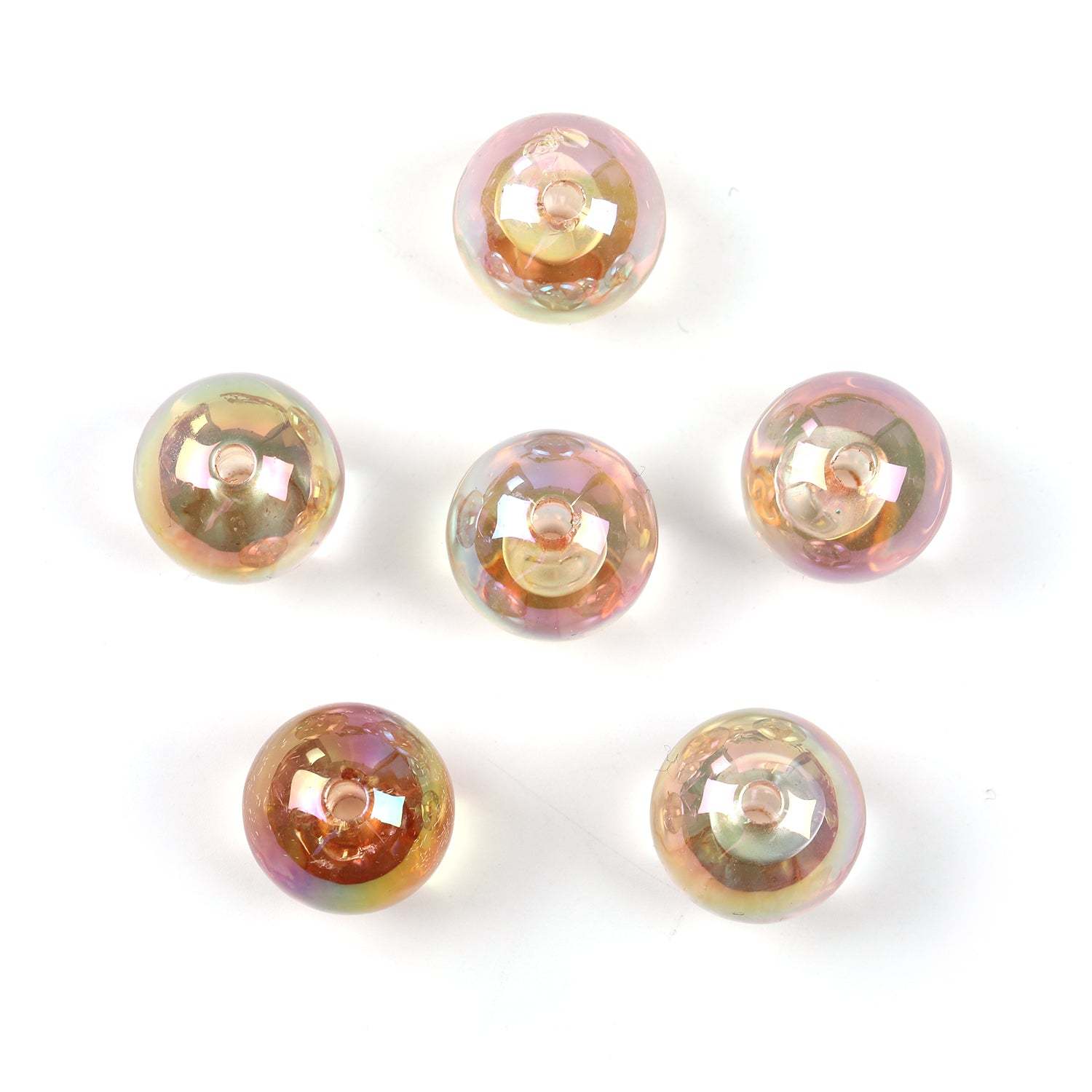 【B48】100pcs  Acrylic through hole round beads 16mm straight hole transparent UV electroplated beads diy jewelry material-JPM