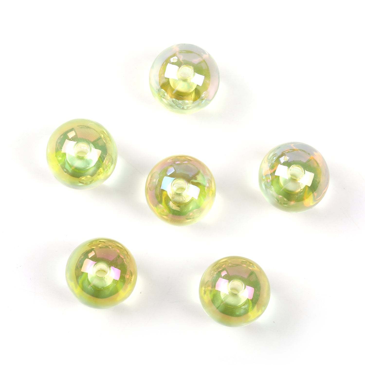 【B48】100pcs  Acrylic through hole round beads 16mm straight hole transparent UV electroplated beads diy jewelry material-JPM