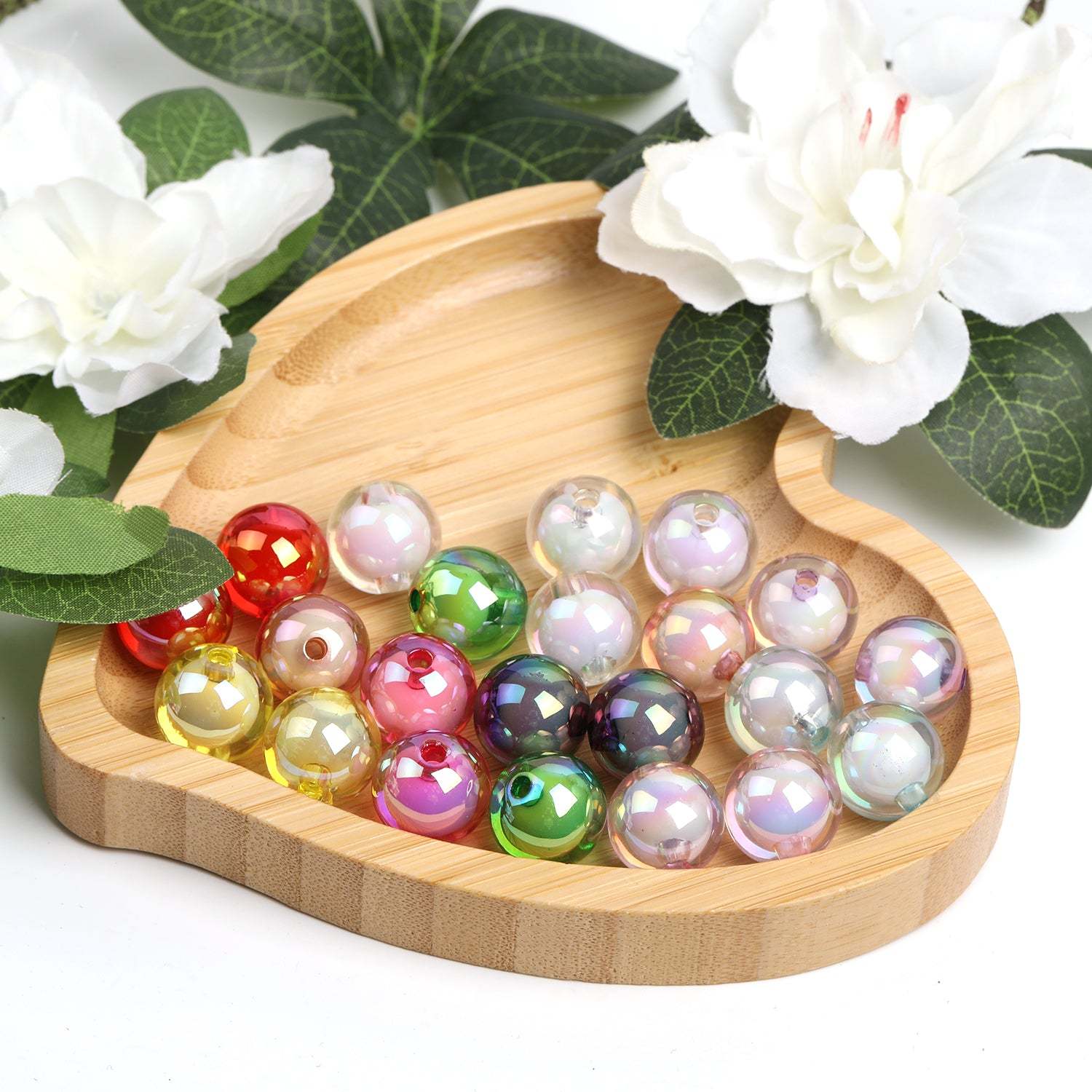 【B47】100pcs Transparent color-plated beads medium beads round beads diy handmade beads -JPM
