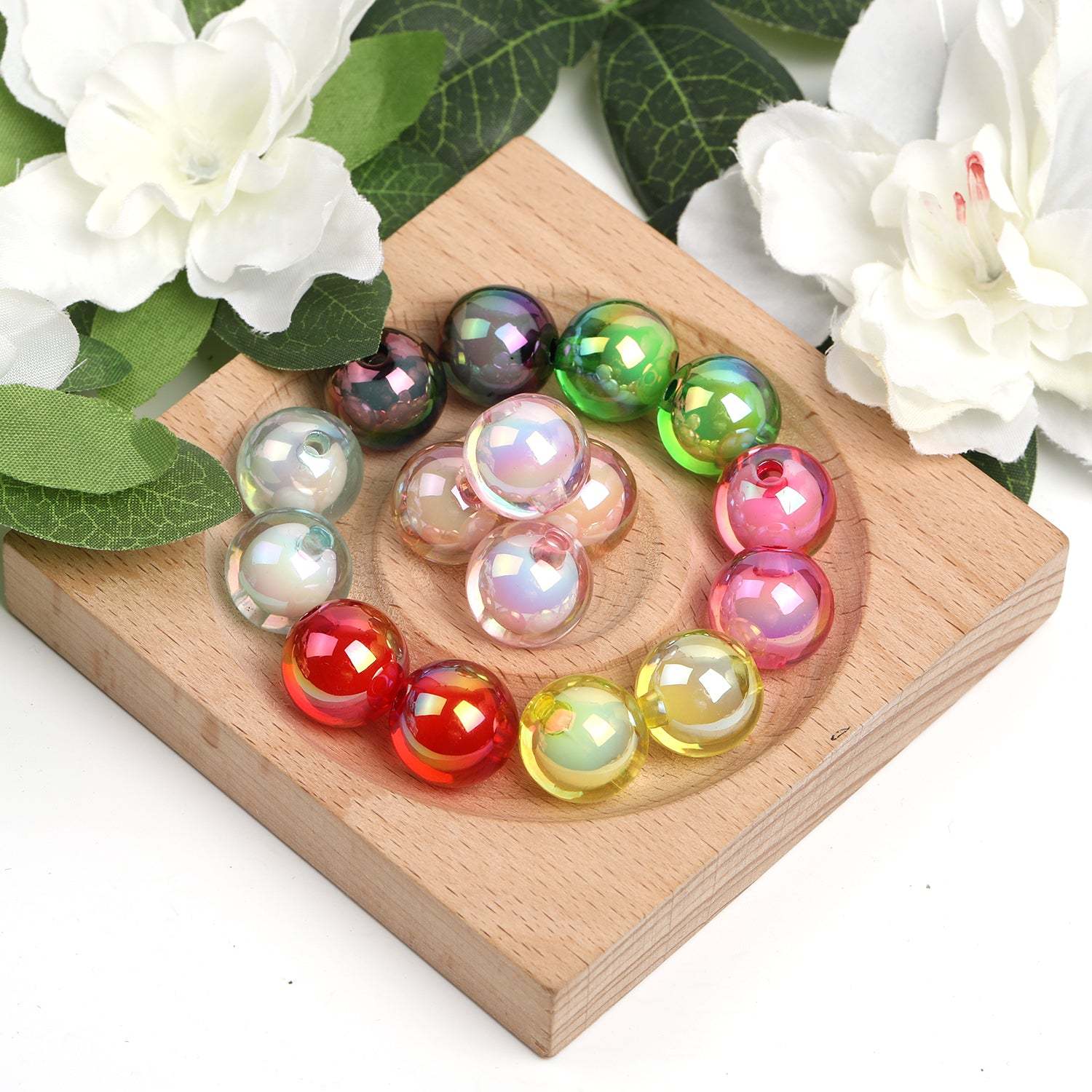 【B47】100pcs Transparent color-plated beads medium beads round beads diy handmade beads -JPM