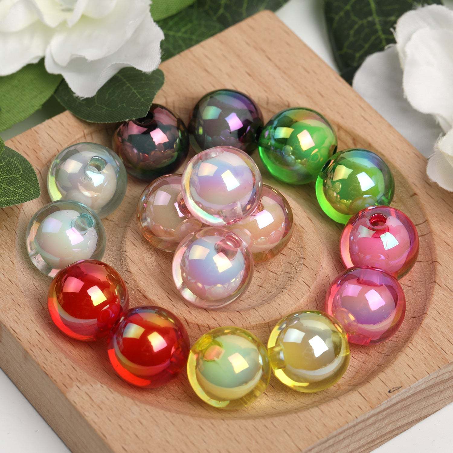 【B47】100pcs Transparent color-plated beads medium beads round beads diy handmade beads -JPM