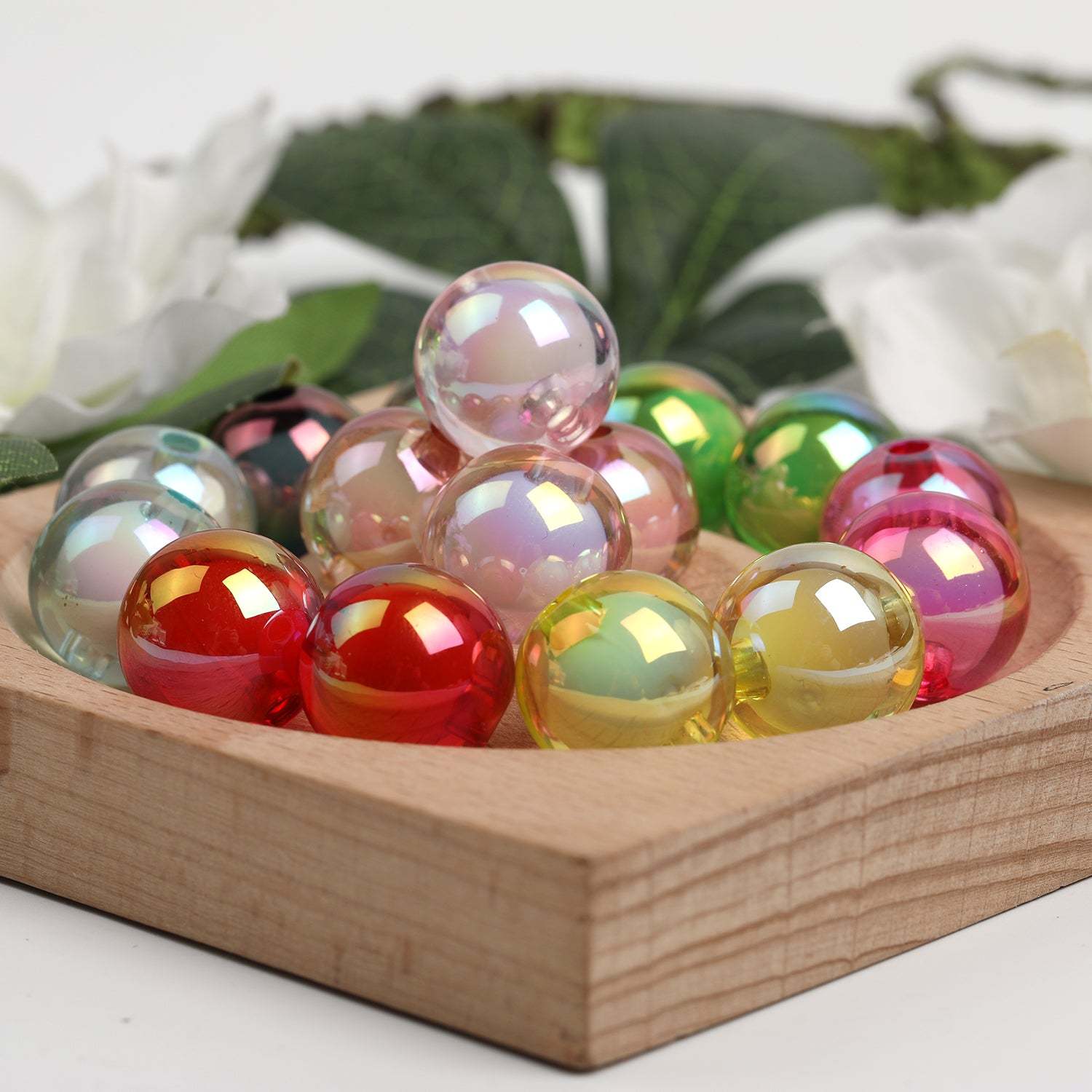 【B47】100pcs Transparent color-plated beads medium beads round beads diy handmade beads -JPM
