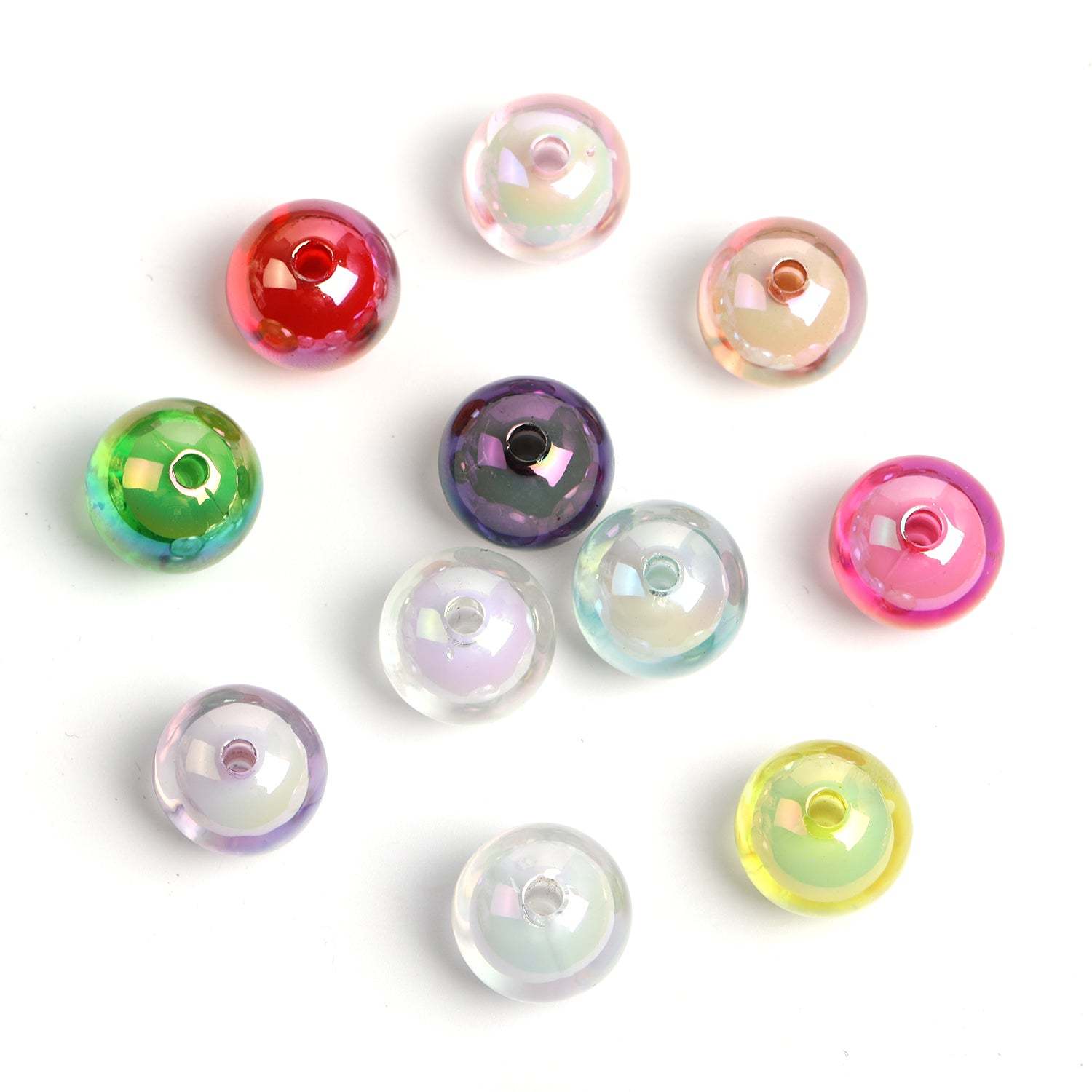 【B47】100pcs Transparent color-plated beads medium beads round beads diy handmade beads -JPM