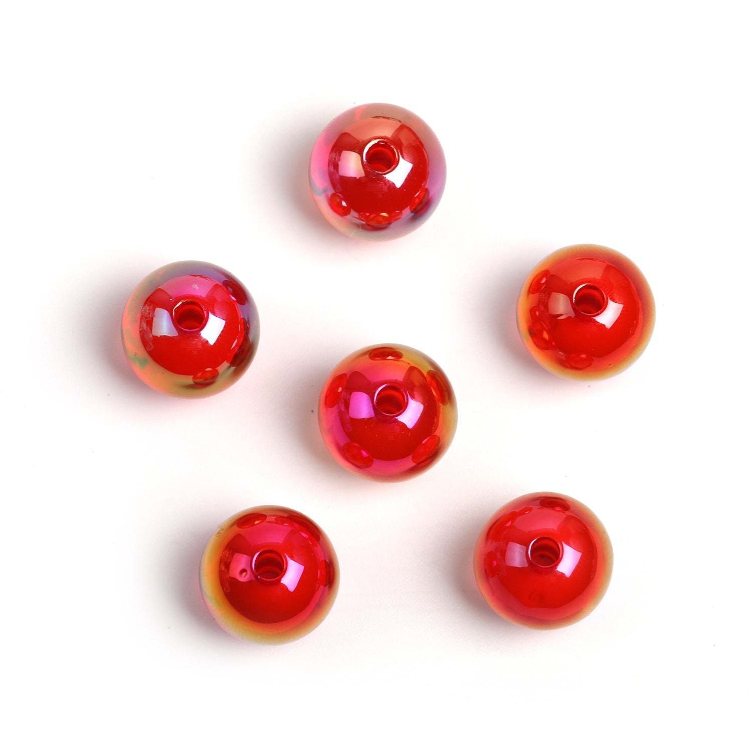 【B47】100pcs Transparent color-plated beads medium beads round beads diy handmade beads -JPM