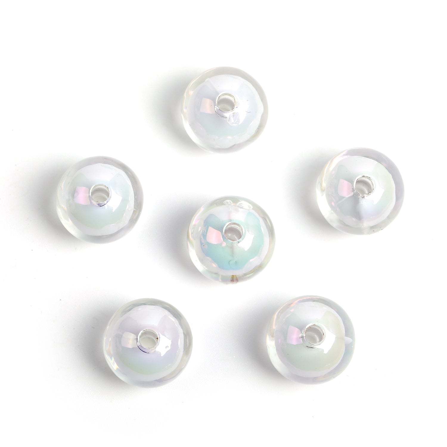【B47】100pcs Transparent color-plated beads medium beads round beads diy handmade beads -JPM