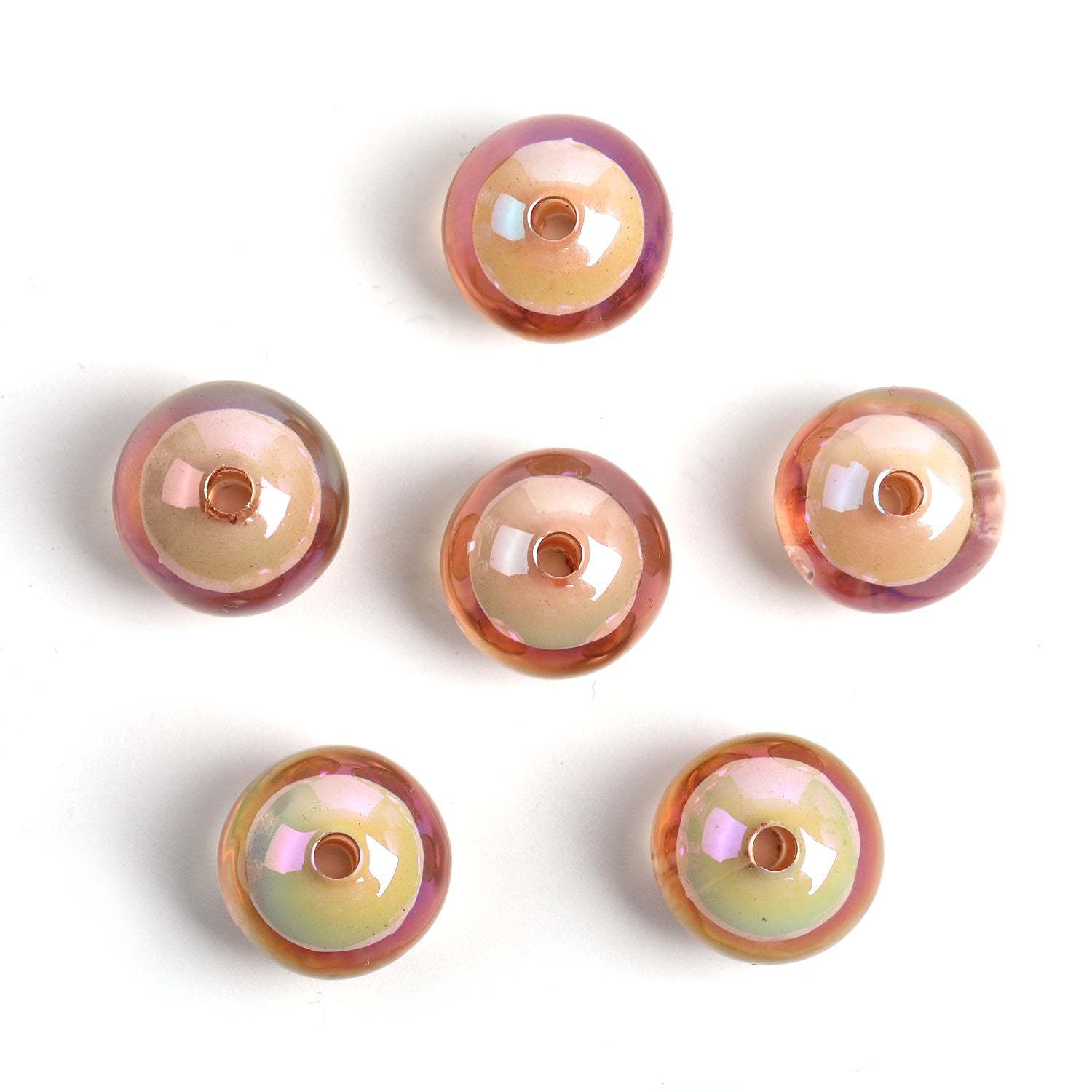 【B47】100pcs Transparent color-plated beads medium beads round beads diy handmade beads -JPM