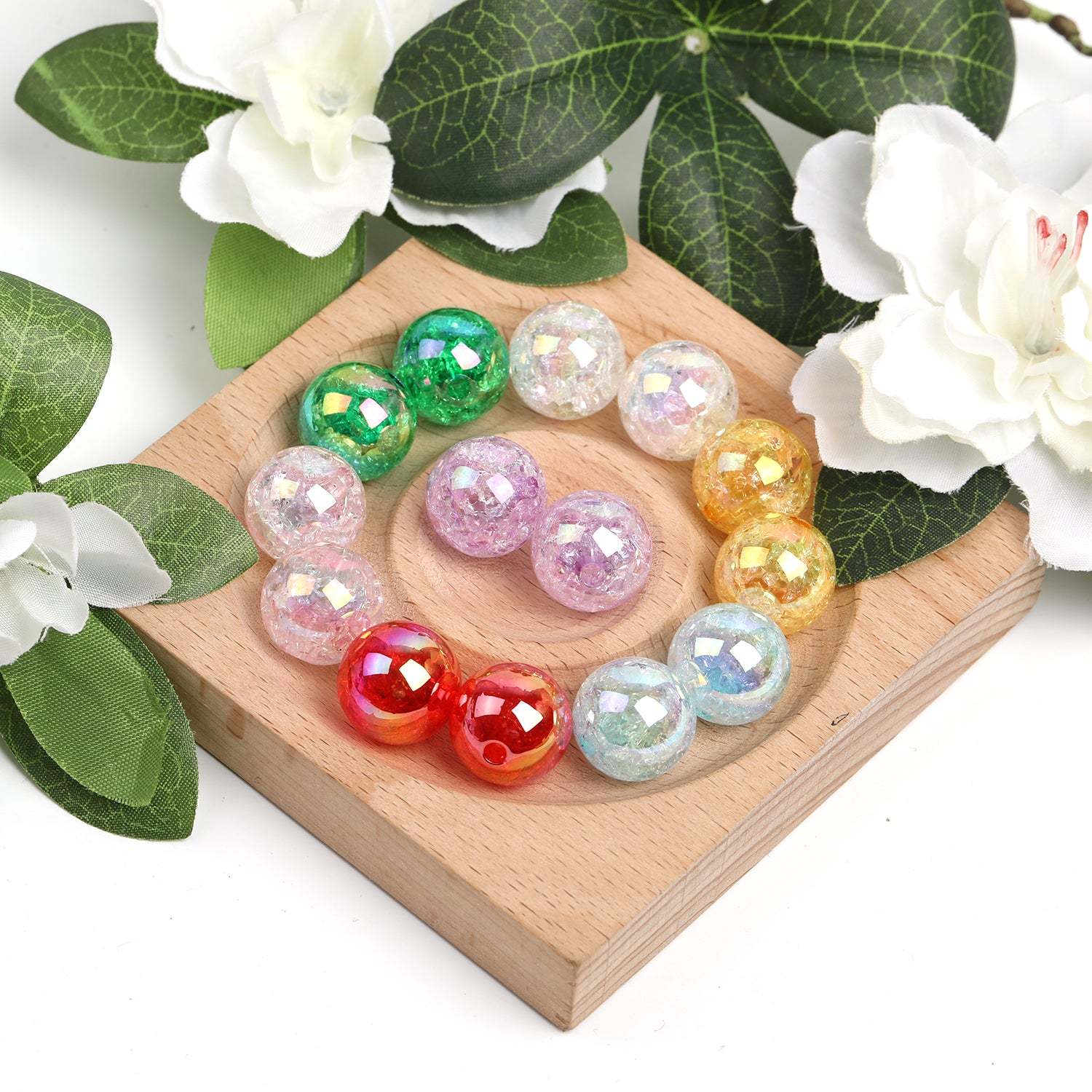 【B46】100pcs 16mm acrylic transparent crack bursting beads DIY handmade -JPM