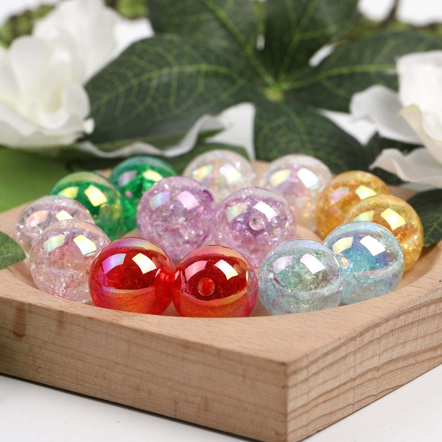 【B46】100pcs 16mm acrylic transparent crack bursting beads DIY handmade -JPM