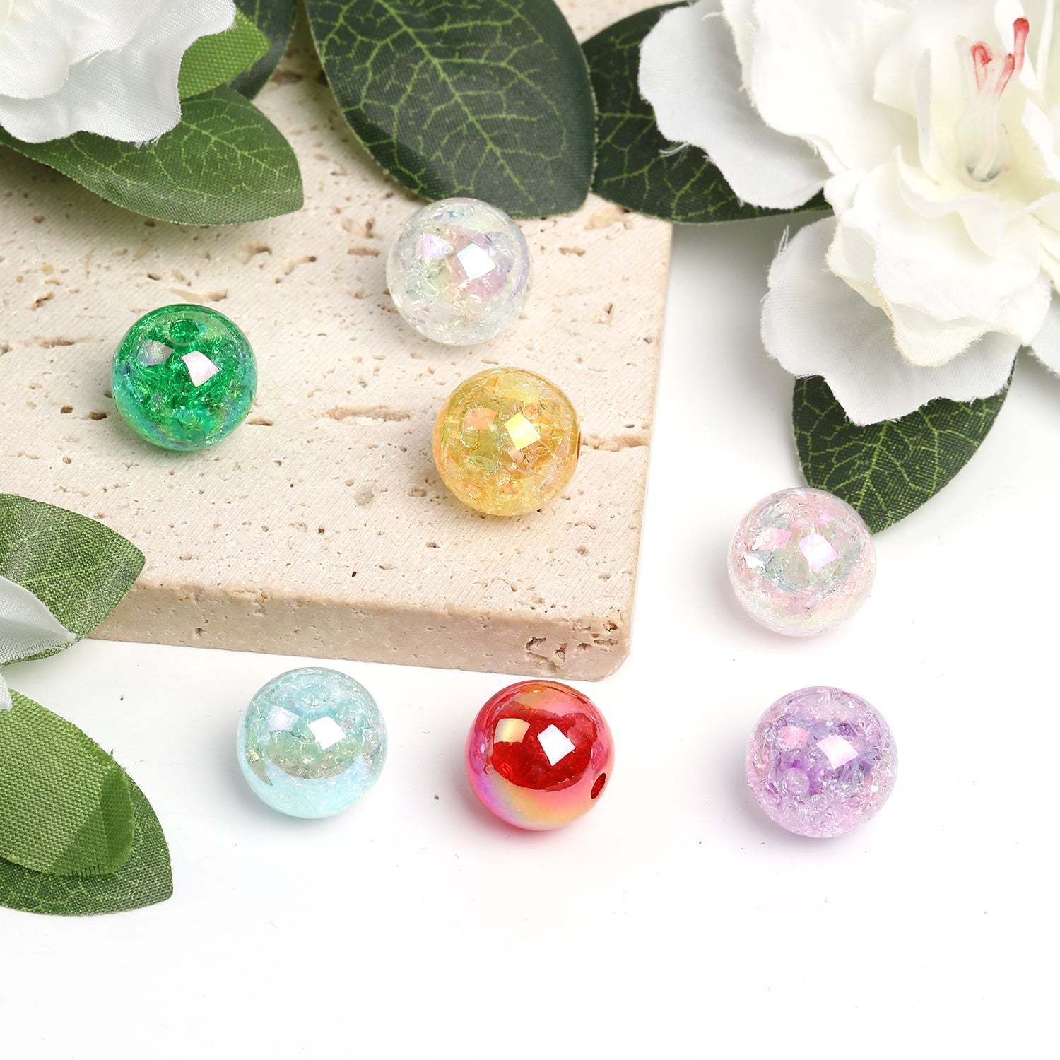 【B46】100pcs 16mm acrylic transparent crack bursting beads DIY handmade -JPM