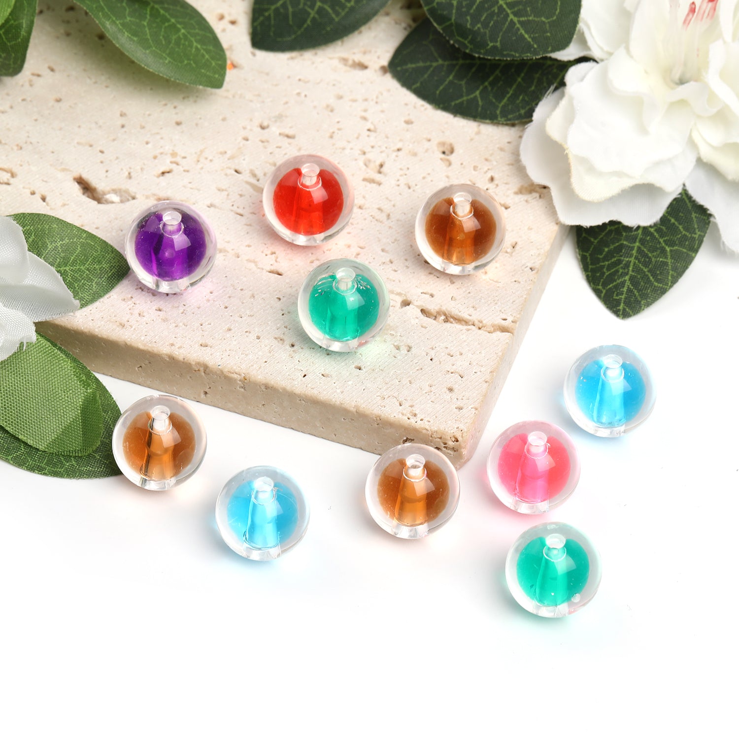 【B45】100pcs 16mm acrylic beads-in-beads homemade beaded bracelet jewelry diy -JPM