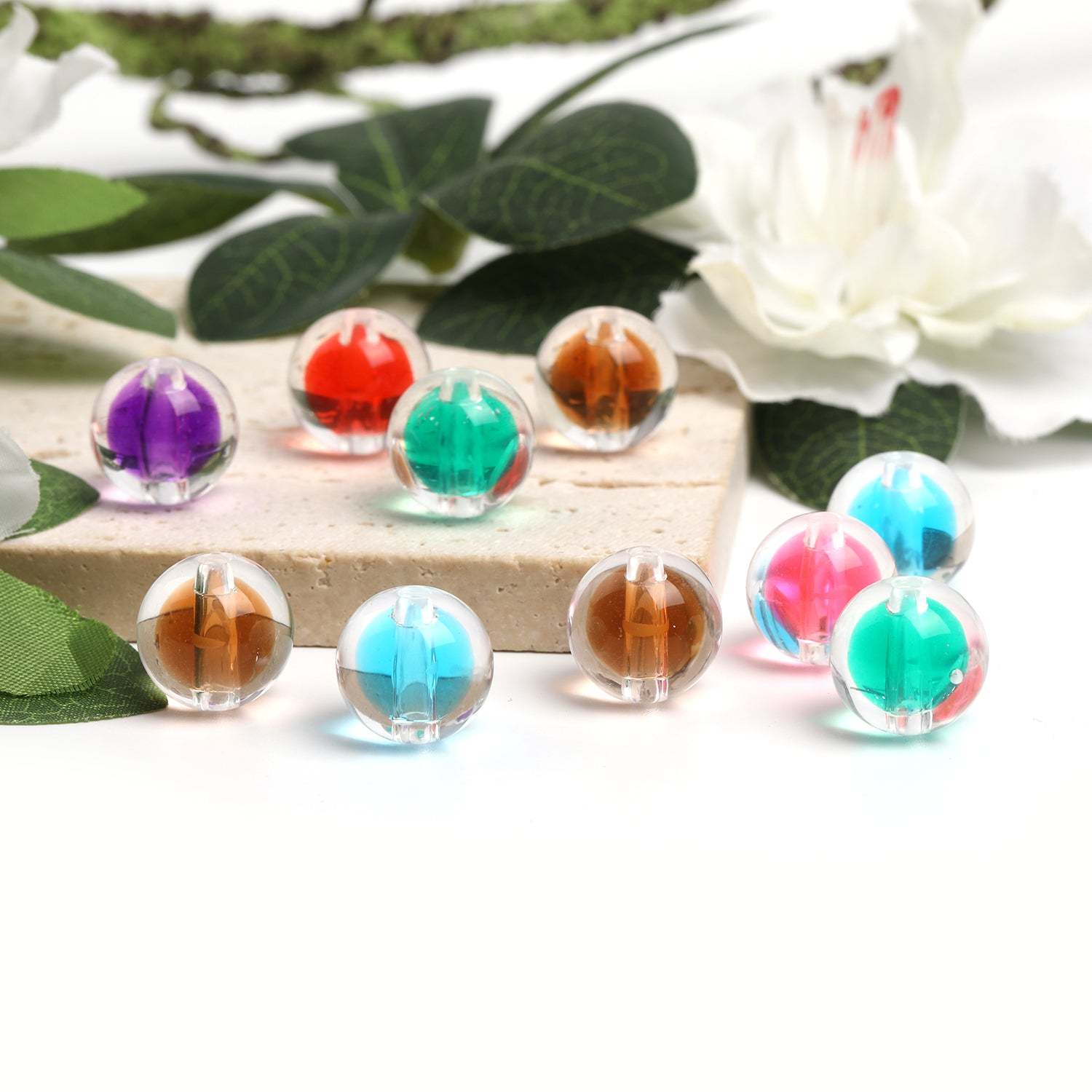 【B45】100pcs 16mm acrylic beads-in-beads homemade beaded bracelet jewelry diy -JPM