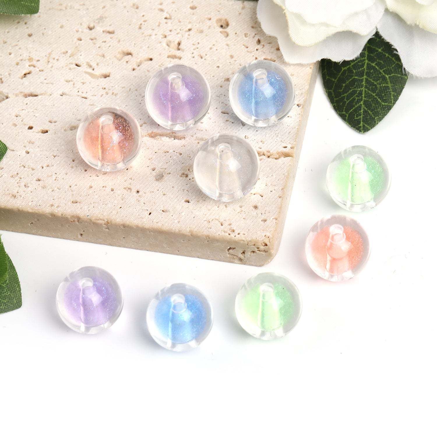 【B45】100pcs 16mm acrylic beads-in-beads homemade beaded bracelet jewelry diy -JPM