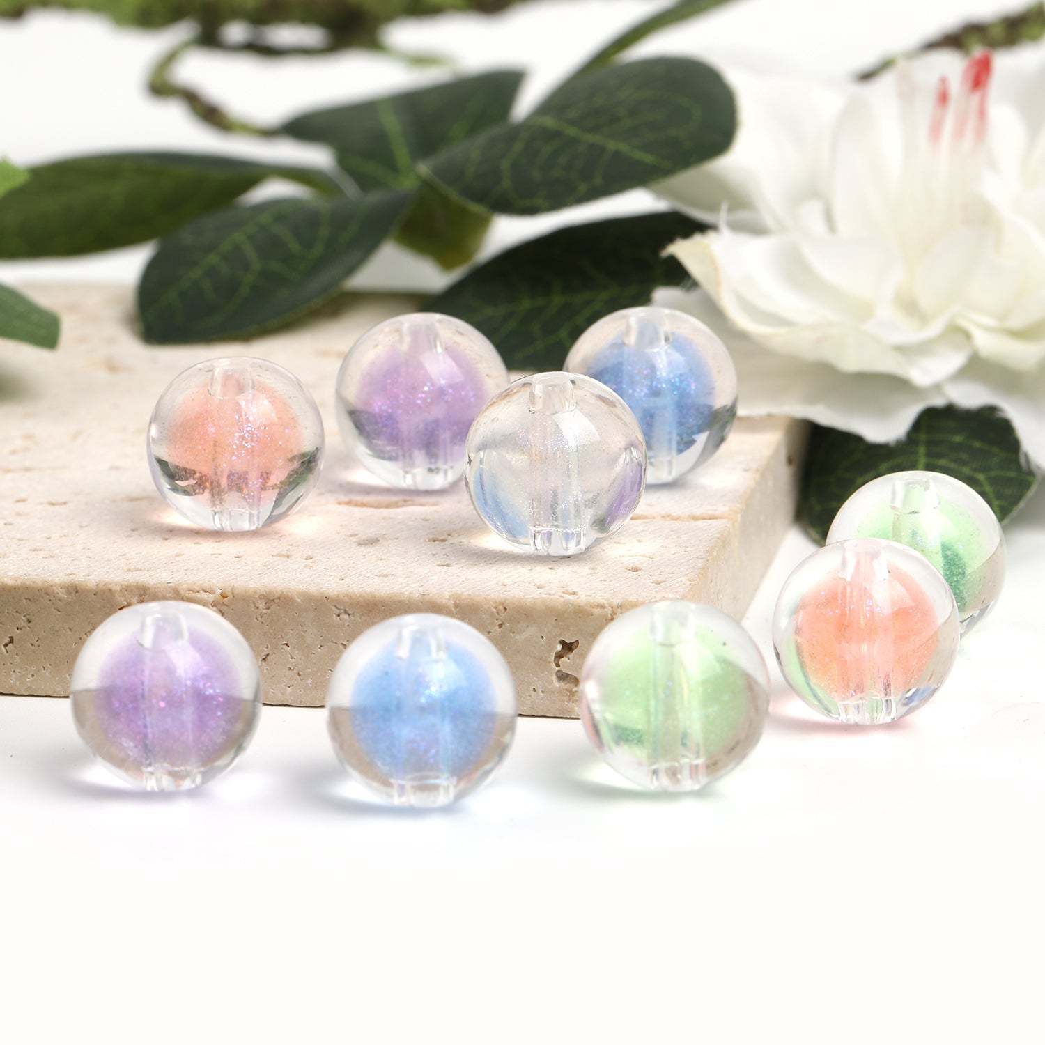 【B45】100pcs 16mm acrylic beads-in-beads homemade beaded bracelet jewelry diy -JPM