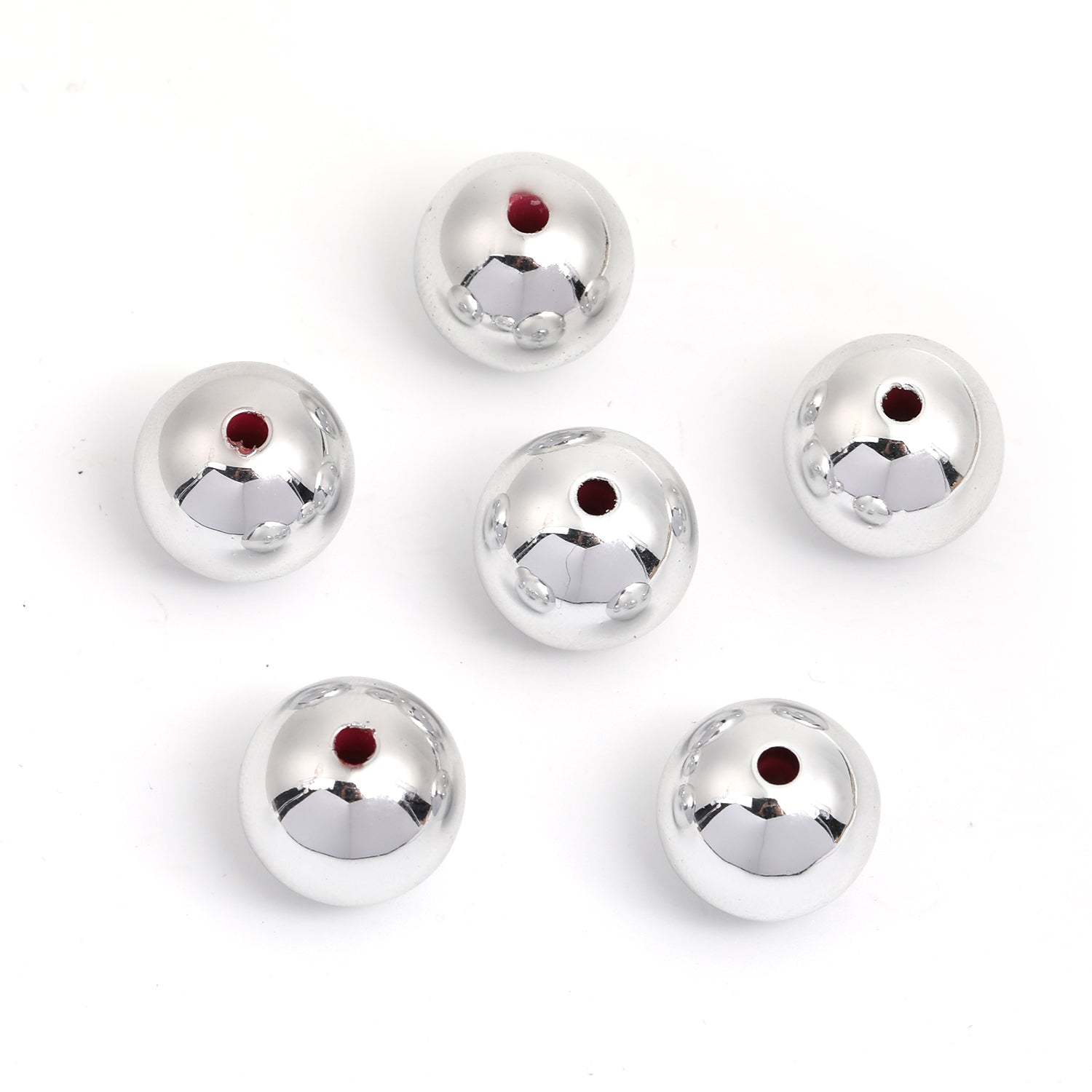 【B44】100pcs 16mm acrylic gold and silver paint round beads beaded diy mobile phone keychain-JPM