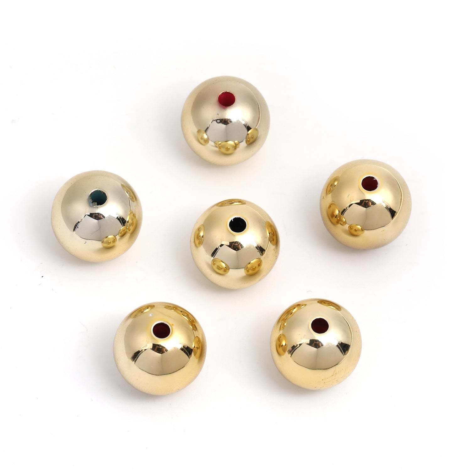 【B44】100pcs 16mm acrylic gold and silver paint round beads beaded diy mobile phone keychain-JPM