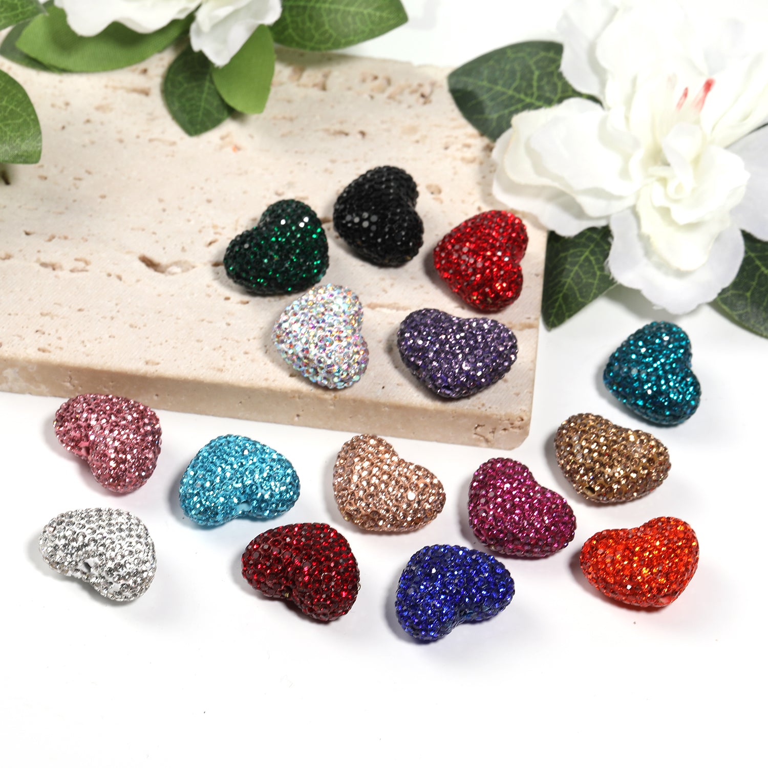 【B56】25 pcs DIY solid color 18*24mm heart shaped crystal diamond accessories-JPM