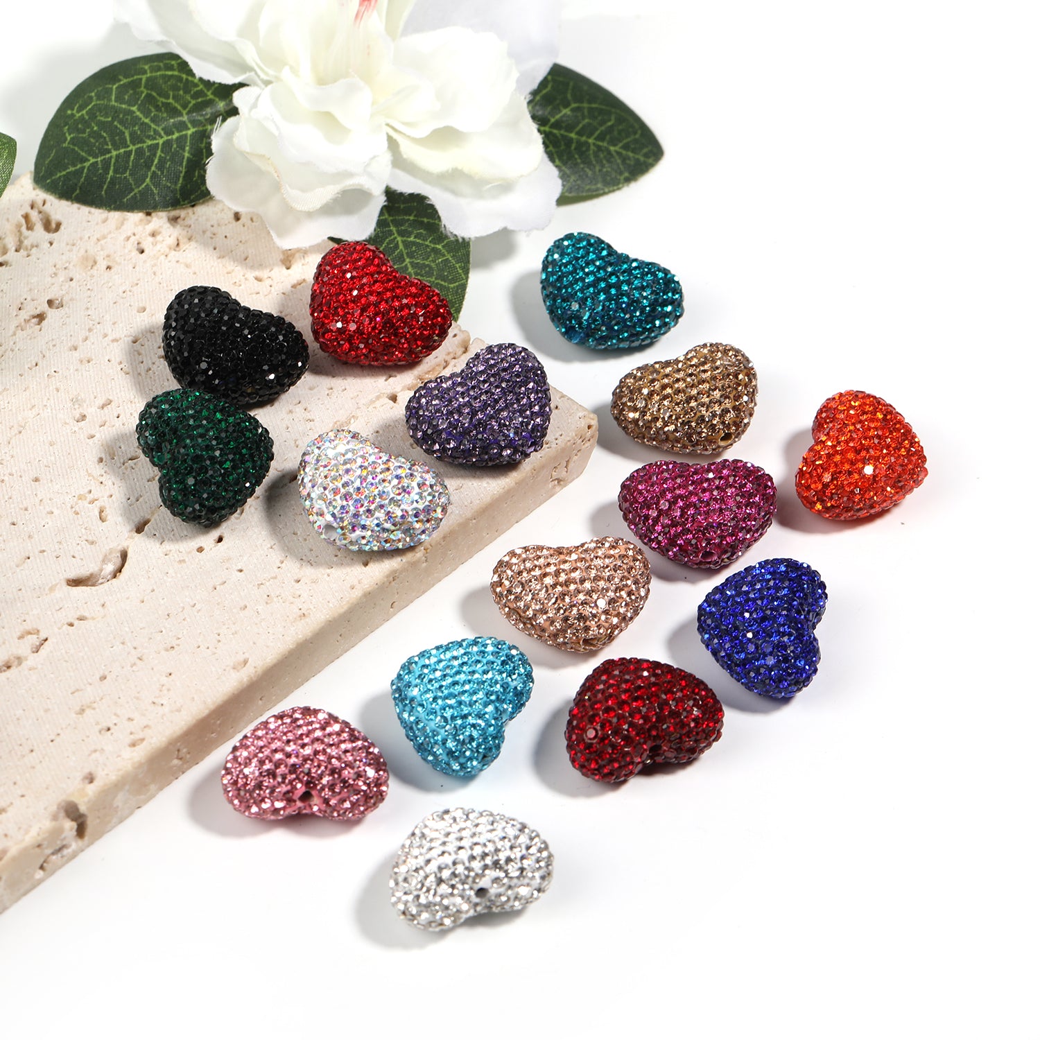 【B56】25 pcs DIY solid color 18*24mm heart shaped crystal diamond accessories-JPM